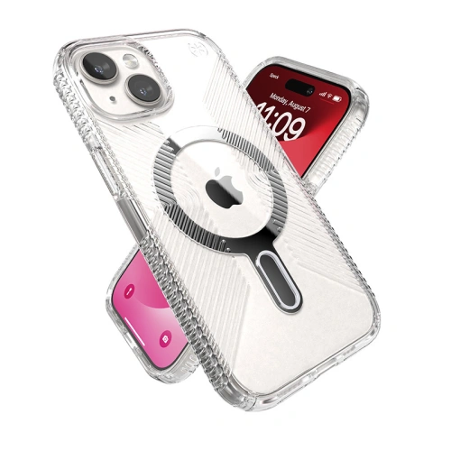 Buy Speck Presidio Perfect-Clear Grip ClickLock MagSafe Apple iPhone 15 (Clear/Chrome Finish/Serene Silver) - SPK532 - {ean13} - Home Screen Store Europe