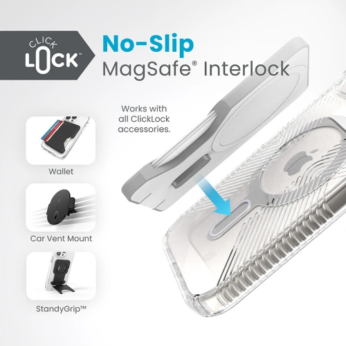 Buy Speck Presidio Perfect-Clear Grip ClickLock MagSafe Apple iPhone 15 (Clear/Chrome Finish/Serene Silver) - SPK532 - {ean13} - Home Screen Store Europe