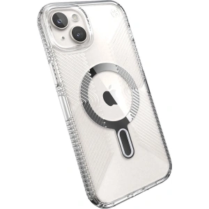 Etui Speck Presidio Perfect-Clear Grip ClickLock MagSafe Apple iPhone 15 Plus / 14 Plus (Clear/Chrome Finish/Serene Silver)