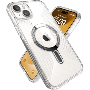 Etui Speck Presidio Perfect-Clear Grip ClickLock MagSafe Apple iPhone 15 Plus / 14 Plus (Clear/Chrome Finish/Serene Silver)