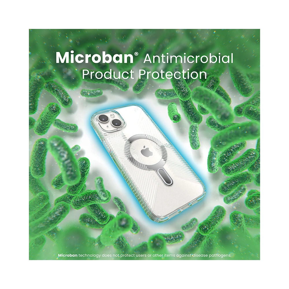 Etui Speck Presidio Perfect-Clear Grip ClickLock MagSafe Apple iPhone 15 Plus / 14 Plus (Clear/Chrome Finish/Serene Silver)