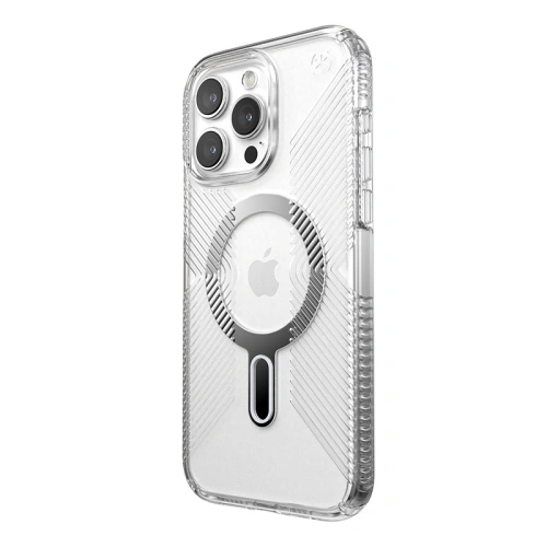 Kup Case Speck Presidio Perfect-Clear Grip ClickLock MagSafe Apple iPhone 15 Pro Max (Klar/Chrom-Finish/Serene Silber) - SPK535 - {ean13} - Sklep Home Screen