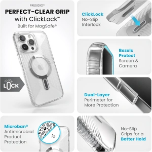 Buy Speck Presidio Perfect-Clear Grip ClickLock MagSafe Apple iPhone 15 Pro Max (Clear/Chrome Finish/Serene Silver) - SPK535 - {ean13} - Home Screen Store Europe