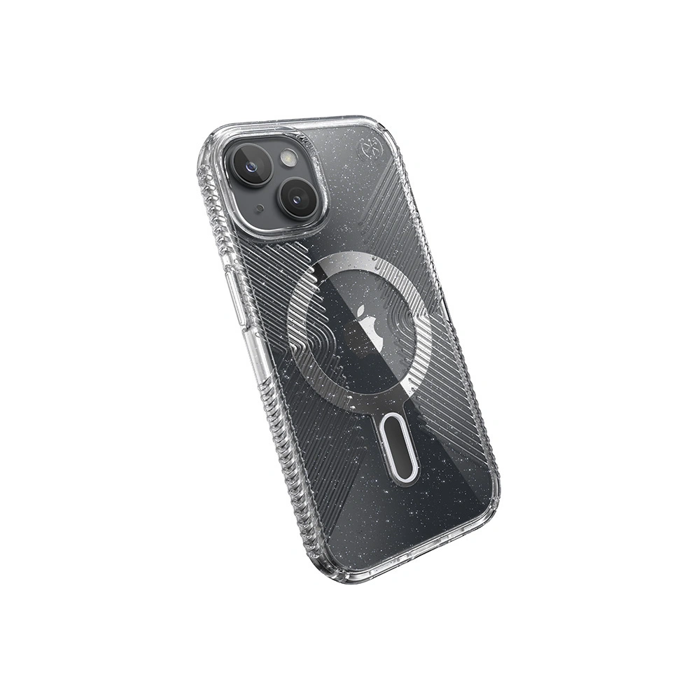 Etui Speck Presidio Lux Grip ClickLock MagSafe Apple iPhone 15 (Clear/Chrome Finish/Serene Silver)