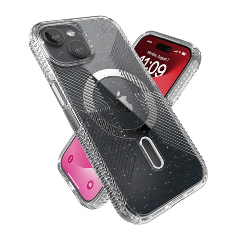 Buy Speck Presidio Lux Grip ClickLock MagSafe Apple iPhone 15 (Clear/Chrome Finish/Serene Silver) - SPK536 - {ean13} - Home Screen Store Europe