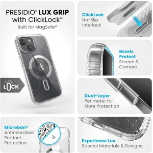 Kup Etui Speck Presidio Lux Grip ClickLock MagSafe Apple iPhone 15 (Clear/Chrome Finish/Serene Silver) - SPK536 - {ean13} - Sklep Home Screen
