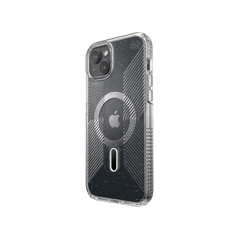 Etui Speck Presidio Lux Grip ClickLock MagSafe Apple iPhone 15 Plus / 14 Plus (Clear/Chrome Finish/Serene Silver)