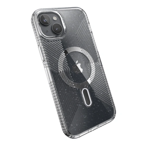 Kup Speck Apple Carcasă Presidio Lux Grip ClickLock MagSafe iPhone 15 Plus / 14 Plus (Clear/Chrome Finish/Serene Silver) - SPK538 - {ean13} - Sklep Home Screen