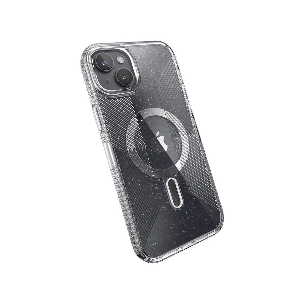 Etui Speck Presidio Lux Grip ClickLock MagSafe Apple iPhone 15 Plus / 14 Plus (Clear/Chrome Finish/Serene Silver)