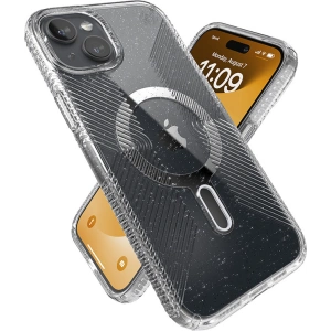 Etui Speck Presidio Lux Grip ClickLock MagSafe Apple iPhone 15 Plus / 14 Plus (Clear/Chrome Finish/Serene Silver)