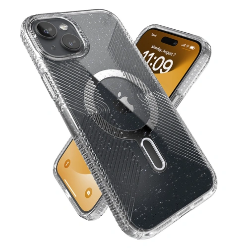 Kup Speck Apple Carcasă Presidio Lux Grip ClickLock MagSafe iPhone 15 Plus / 14 Plus (Clear/Chrome Finish/Serene Silver) - SPK538 - {ean13} - Sklep Home Screen