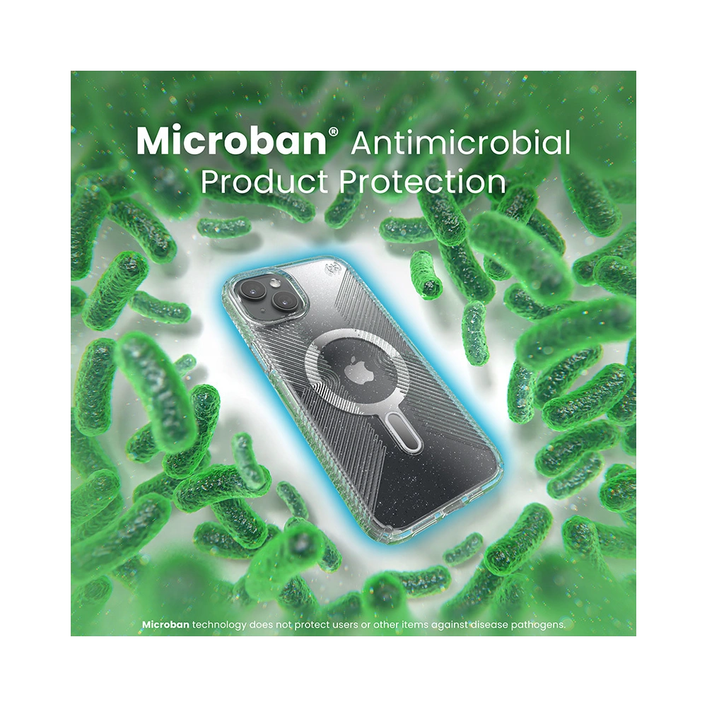 Etui Speck Presidio Lux Grip ClickLock MagSafe Apple iPhone 15 Plus / 14 Plus (Clear/Chrome Finish/Serene Silver)