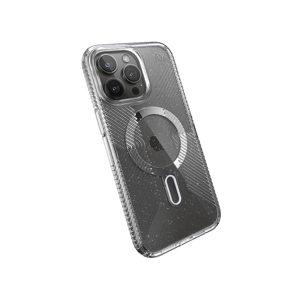 Etui Speck Presidio Lux Grip ClickLock MagSafe Apple iPhone 15 Pro Max (Clear/Chrome Finish/Serene Silver)