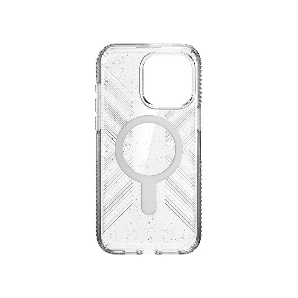 Etui Speck Presidio Lux Grip ClickLock MagSafe Apple iPhone 15 Pro Max (Clear/Chrome Finish/Serene Silver)