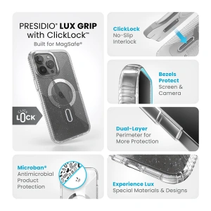 Buy Speck Presidio Lux Grip ClickLock MagSafe Apple iPhone 15 Pro Max (Clear/Chrome Finish/Serene Silver) - SPK539 - {ean13} - Home Screen Store Europe