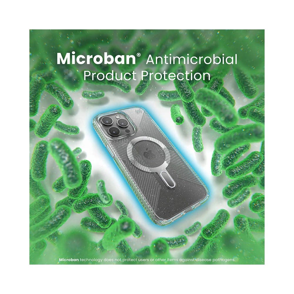 Etui Speck Presidio Lux Grip ClickLock MagSafe Apple iPhone 15 Pro Max (Clear/Chrome Finish/Serene Silver)