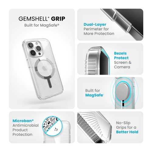 Kup Etui Speck Gemshell Grip MagSafe Apple iPhone 15 Pro (Clear/Chrome Finish) - SPK553 - {ean13} - Sklep Home Screen