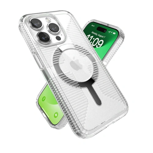 Kup Etui Speck Gemshell Grip MagSafe Apple iPhone 15 Pro (Clear/Chrome Finish) - SPK553 - {ean13} - Sklep Home Screen