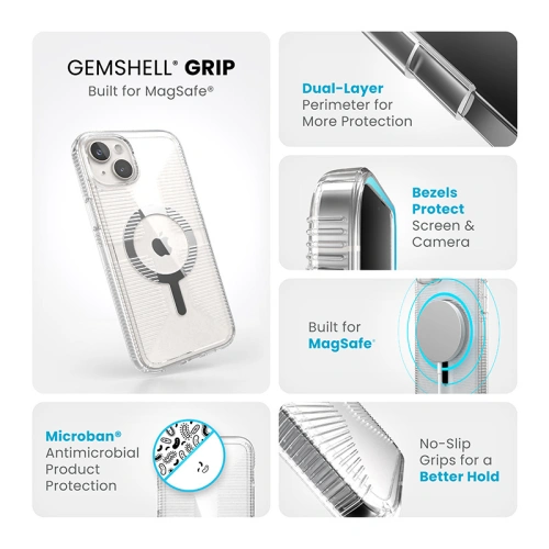 Buy Speck Gemshell Grip MagSafe Apple iPhone 15 Plus / 14 Plus (Clear/Chrome Finish) - SPK554 - {ean13} - Home Screen Store Europe