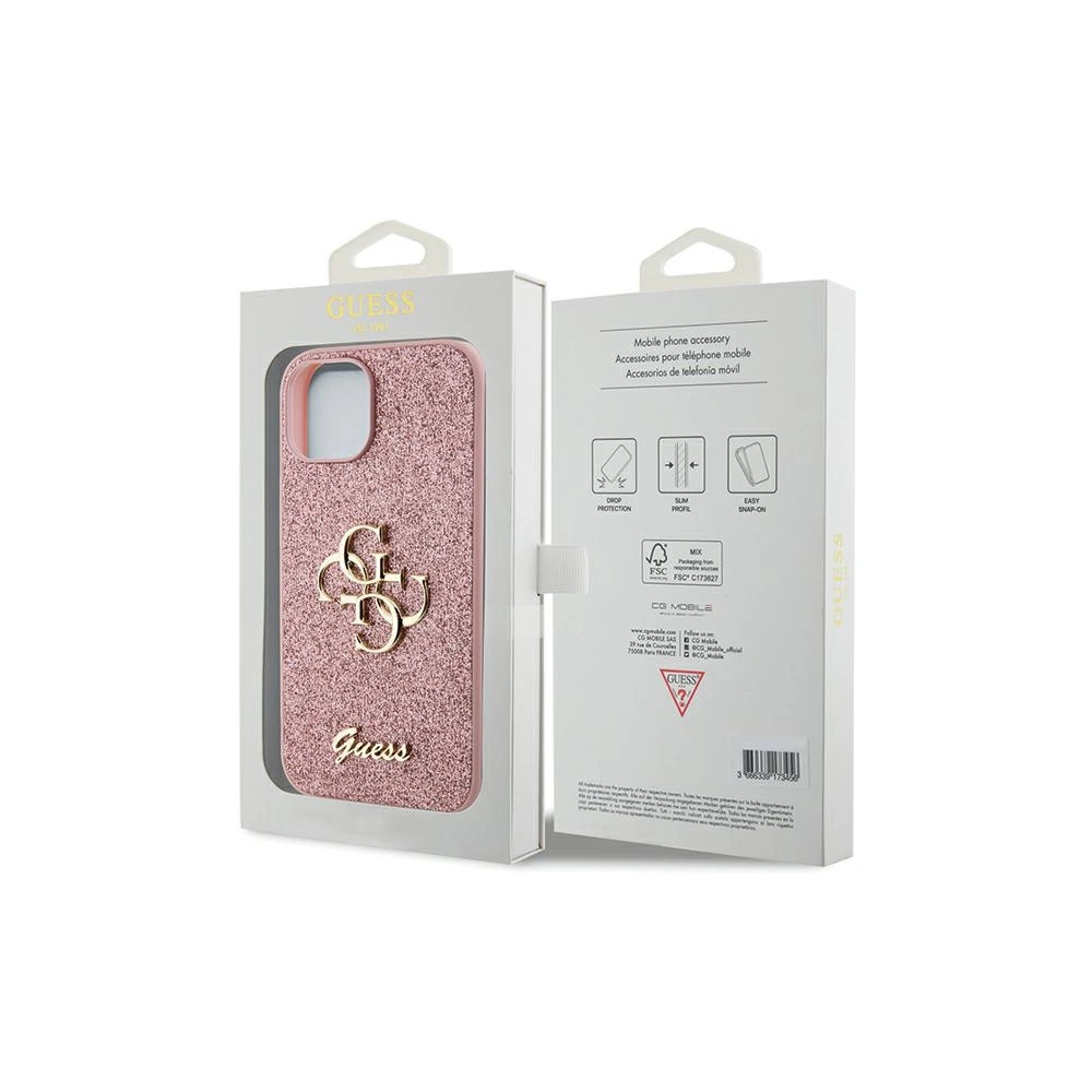 Etui Guess GUHCP15MHG4SGP Apple iPhone 15 Plus / 14 Plus hardcase Glitter Script Big 4G różowy/pink