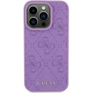 Etui Guess GUHCP15SP4EPMU Apple iPhone 15 hardcase Leather 4G Stamped fioletowy/light purple