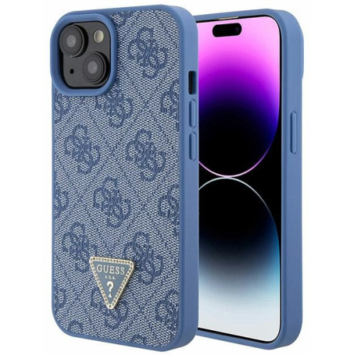 Kup Etui Guess GUHCP15SP4TDPB Apple iPhone 15 hardcase Leather 4G Triangle Strass niebieski/blue - 3666339146528 - GUE2915 - Homescreen.pl