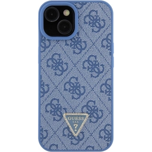 Etui Guess GUHCP15SP4TDPB Apple iPhone 15 hardcase Leather 4G Triangle Strass niebieski/blue