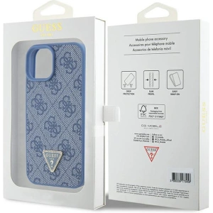 Etui Guess GUHCP15SP4TDPB Apple iPhone 15 hardcase Leather 4G Triangle Strass niebieski/blue