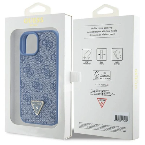 Buy Guess GUHCP15SP4TDPB Apple iPhone 15 hardcase Leather 4G Triangle Strass blue - GUE2915 - {ean13} - Home Screen Store Europe
