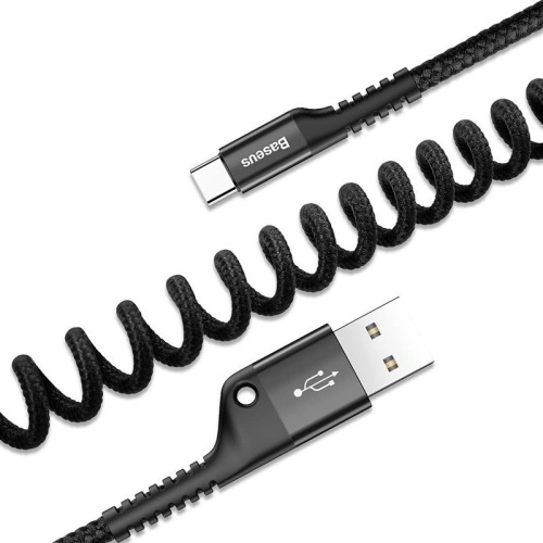 Buy Baseus USB-A to USB-C Spring Cable 1m 2A Black - BSU394BLK - {ean13} - Home Screen Store Europe