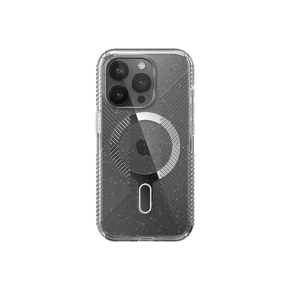 Etui Speck Presidio Lux Grip ClickLock MagSafe Apple iPhone 15 Pro (Clear/Chrome Finish/Serene Silver)