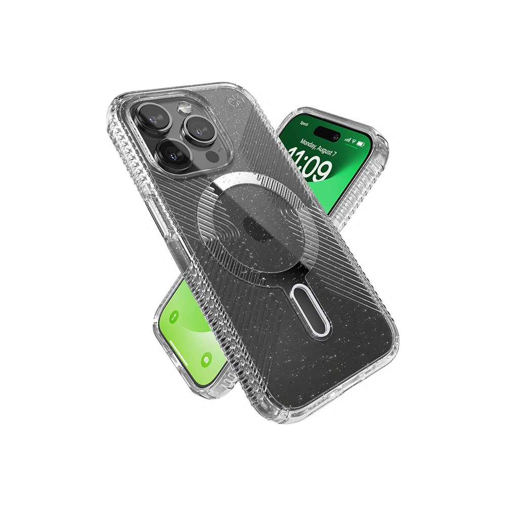 Etui Speck Presidio Lux Grip ClickLock MagSafe Apple iPhone 15 Pro (Clear/Chrome Finish/Serene Silver)