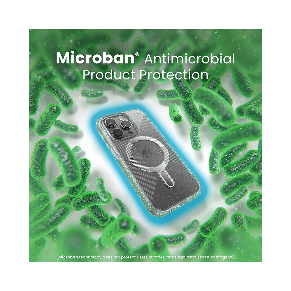 Etui Speck Presidio Lux Grip ClickLock MagSafe Apple iPhone 15 Pro (Clear/Chrome Finish/Serene Silver)