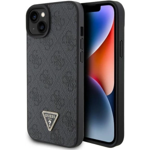 Etui Guess GUHCP15SP4TDPK Apple iPhone 15 hardcase Leather 4G Diamond Triangle czarny/black