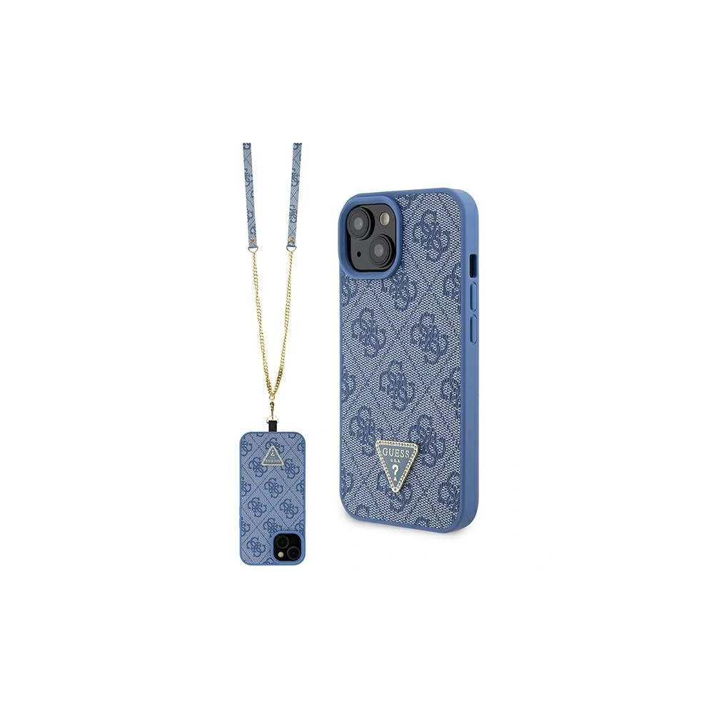 Etui Guess GUHCP15SP4TDSCPB Apple iPhone 15 hardcase Crossbody 4G Metal Logo niebieski/blue