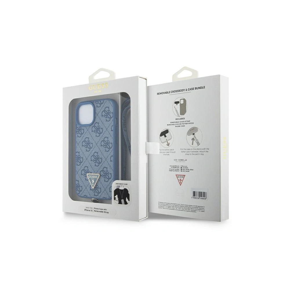 Etui Guess GUHCP15SP4TDSCPB Apple iPhone 15 hardcase Crossbody 4G Metal Logo niebieski/blue