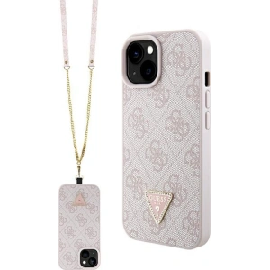 Etui Guess GUHCP15SP4TDSCPP Apple iPhone 15 hardcase Crossbody 4G Metal Logo różowy/pink