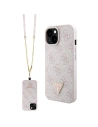 Guess Apple Geantă GUHCP15SP4TDSCPP iPhone 15 hardcase Crossbody 4G Metal Logo roz/roz