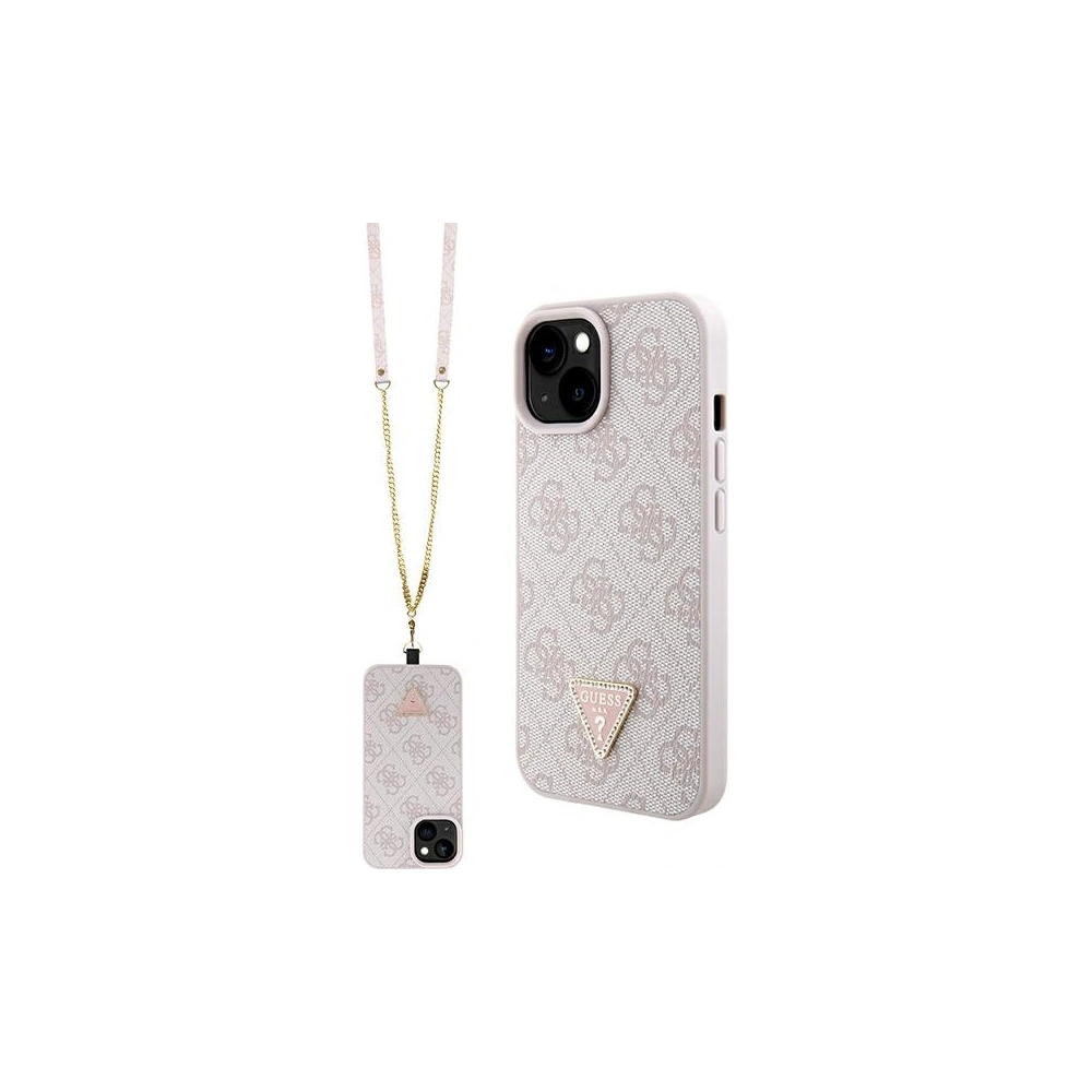 Etui Guess GUHCP15SP4TDSCPP Apple iPhone 15 hardcase Crossbody 4G Metal Logo różowy/pink