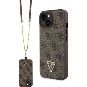 Etui Guess GUHCP15SP4TDSCPW Apple iPhone 15 hardcase Crossbody 4G Metal Logo brązowy/brown