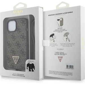 Etui Guess GUHCP15SP4TDSCPW Apple iPhone 15 hardcase Crossbody 4G Metal Logo brązowy/brown