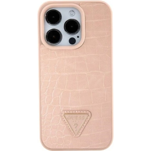 Etui Guess GUHCP15SPCRTHCP Apple iPhone 15 hardcase Croco Triangle Metal Logo różowy/pink