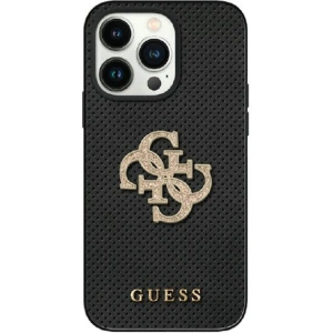 Etui Guess GUHCP15SPSP4LGK Apple iPhone 15 hardcase Leather Perforated 4G Glitter Logo czarny/black