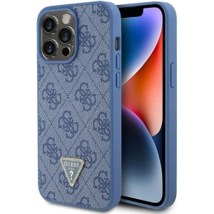 Buy Guess GUHCP15XP4TDPB Apple iPhone 15 Pro Max hardcase Leather 4G Triangle Strass blue - GUE2928 - {ean13} - Home Screen Store Europe