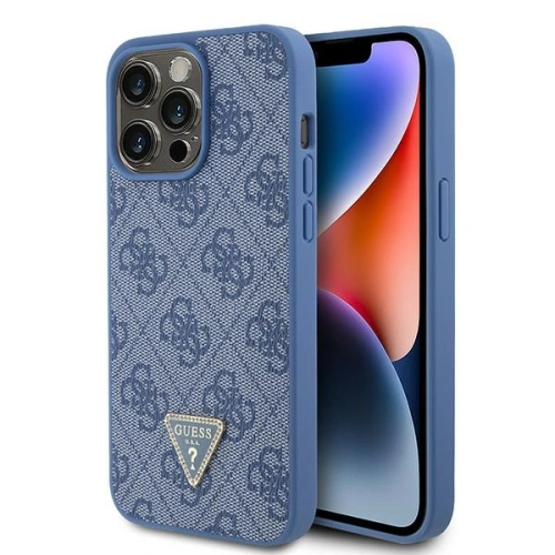 Buy Guess GUHCP15XP4TDPB Apple iPhone 15 Pro Max hardcase Leather 4G Triangle Strass blue - GUE2928 - {ean13} - Home Screen Store Europe