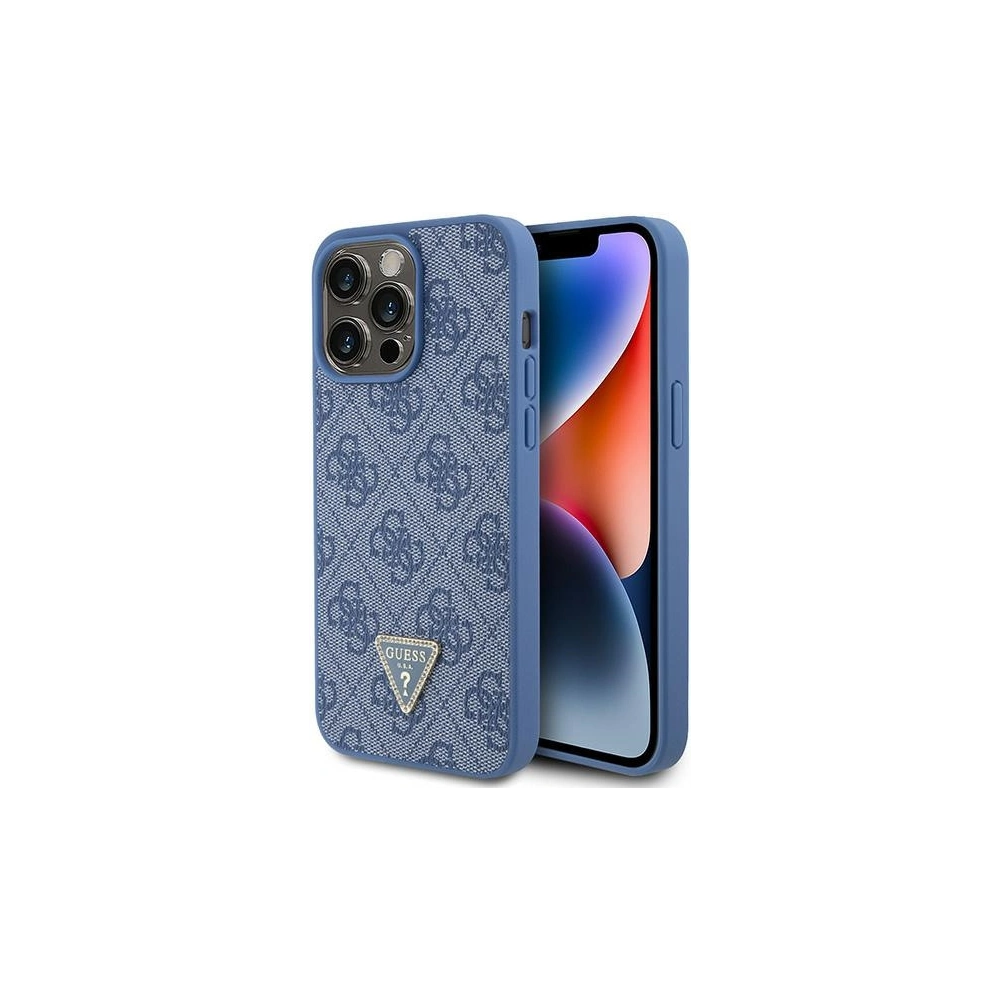 Etui Guess GUHCP15XP4TDPB Apple iPhone 15 Pro Max hardcase Leather 4G Triangle Strass niebieski/blue
