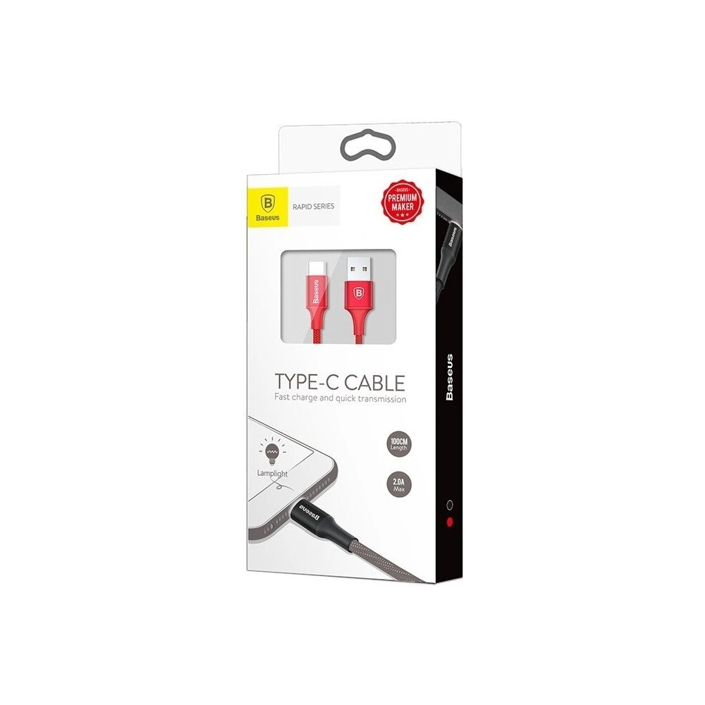 Kabel USB-C z podświetleniem LED Baseus Rapid 2m 2A (czerwony)