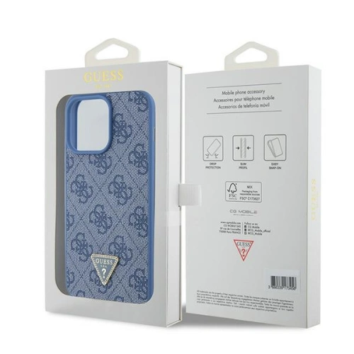 Buy Guess GUHCP15XP4TDPB Apple iPhone 15 Pro Max hardcase Leather 4G Triangle Strass blue - GUE2928 - {ean13} - Home Screen Store Europe