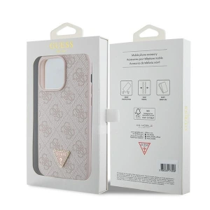 Buy Guess GUHCP15XP4TDPP Apple iPhone 15 Pro Max hardcase Leather 4G Diamond Triangle pink - GUE2929 - {ean13} - Home Screen Store Europe