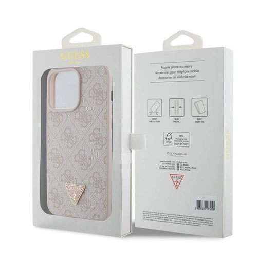 Buy Guess GUHCP15XP4TDPP Apple iPhone 15 Pro Max hardcase Leather 4G Diamond Triangle pink - GUE2929 - {ean13} - Home Screen Store Europe